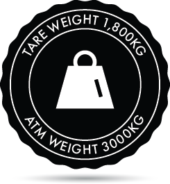 Tare weight 1,800kg / ATM weight 3000kg